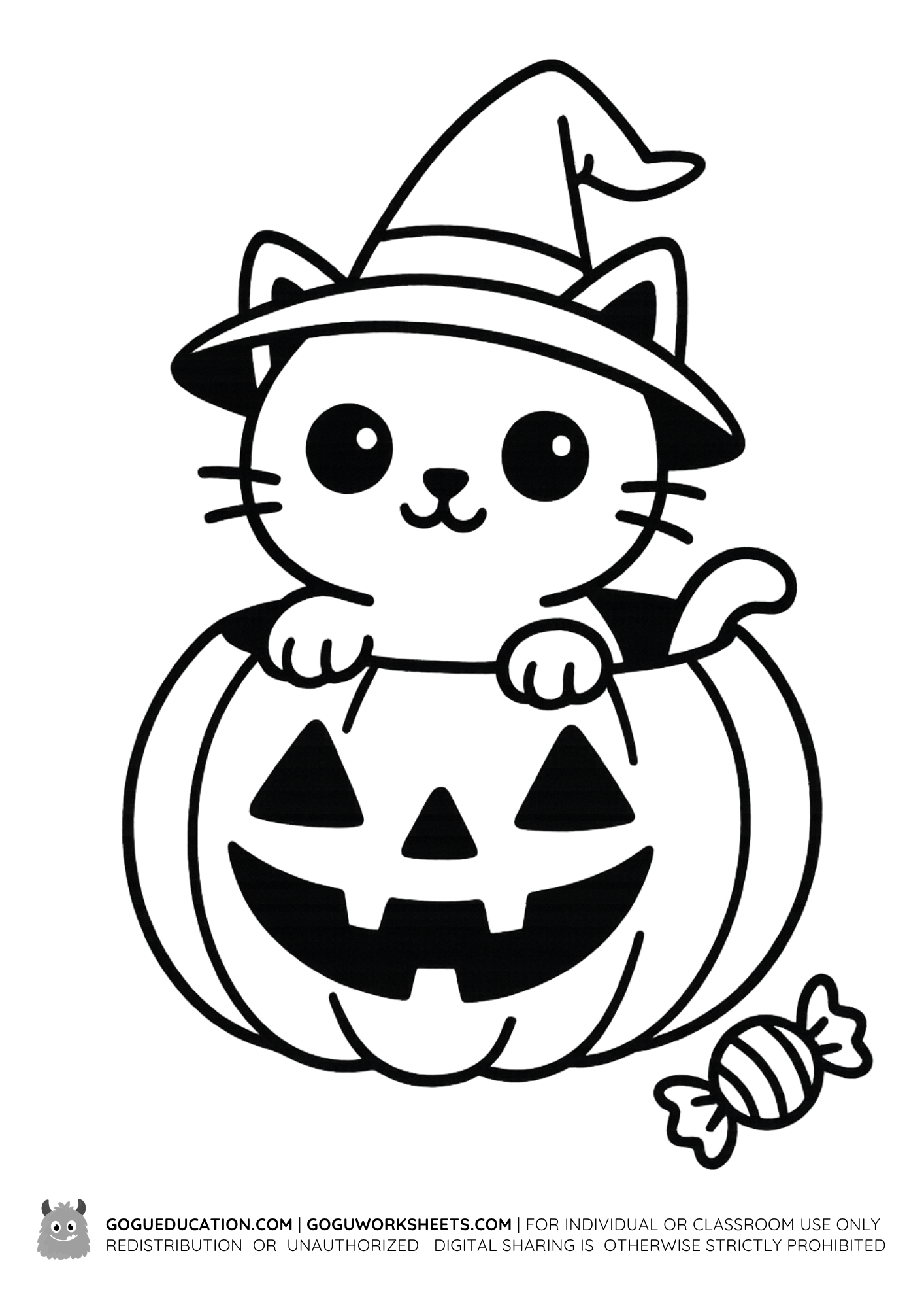 Coloring Cat Halloween Worksheet