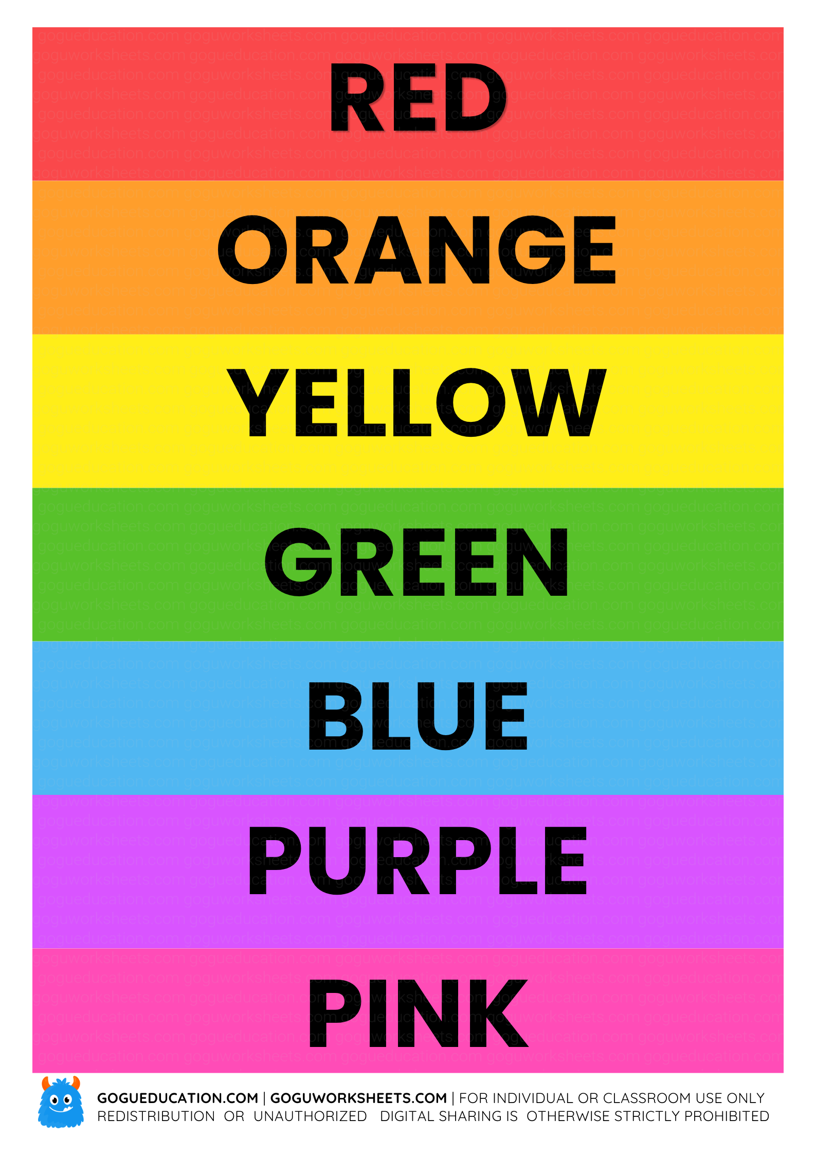 English Colors Poster