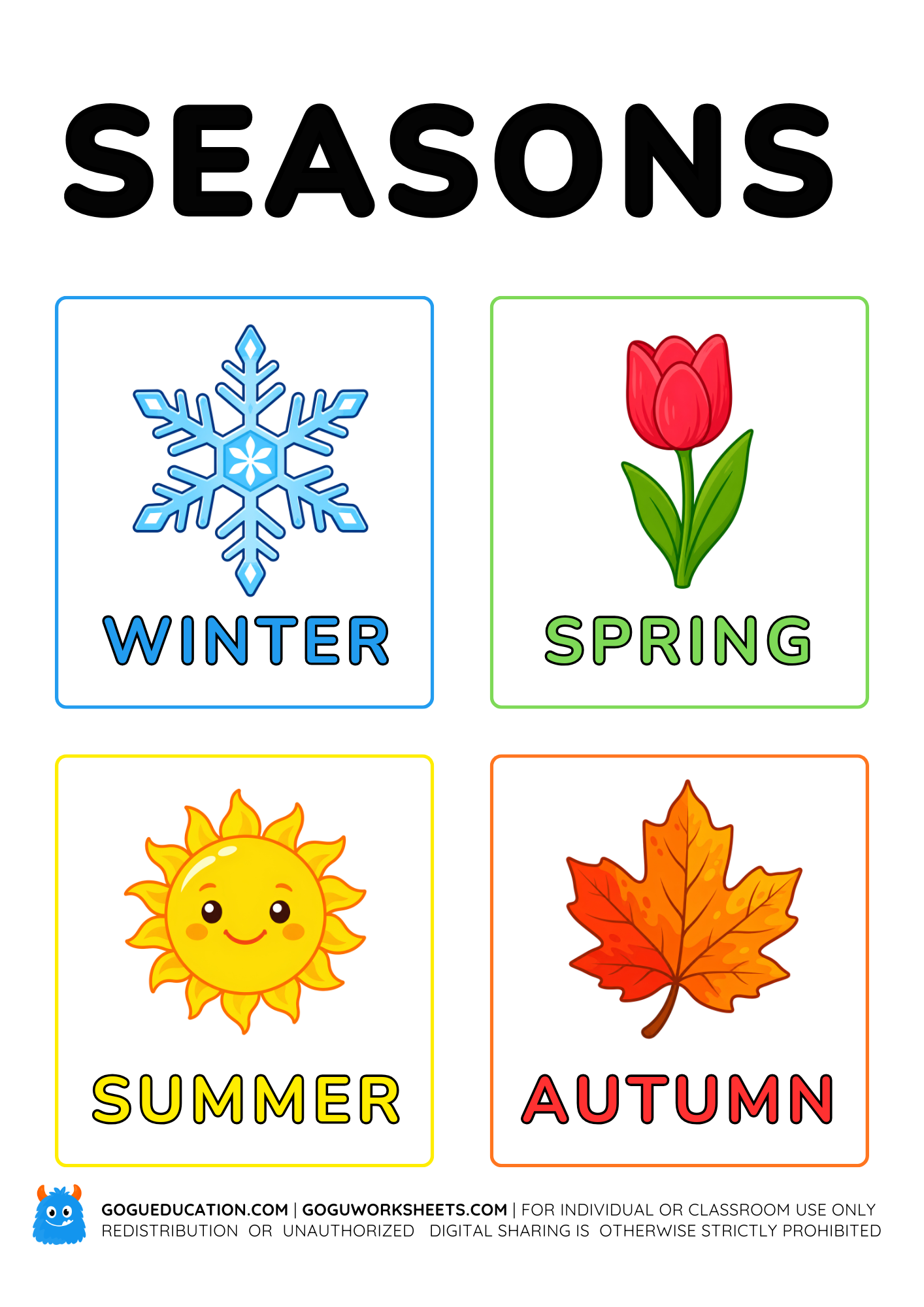 English seasons memory game