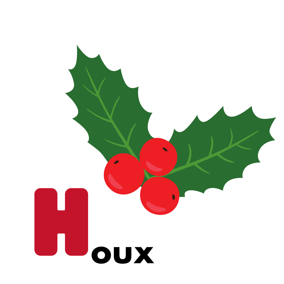 French Christmas Alphabet Educational Poster Gogu Education Letter H houx