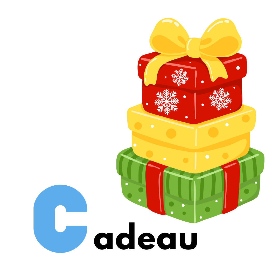 French Christmas Alphabet Gogu Education Letter C cadeau