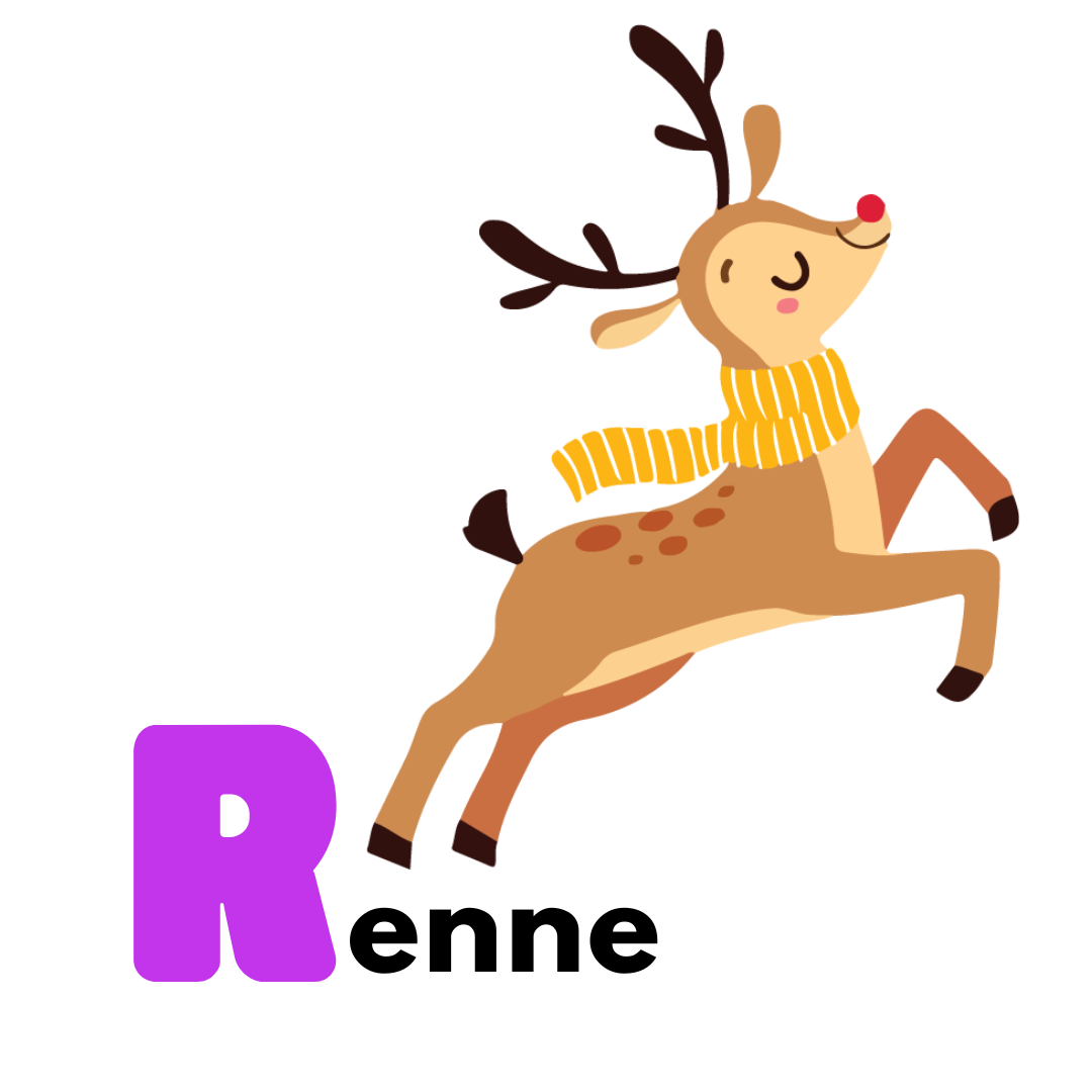 French Christmas Alphabet Gogu Education Letter R renne