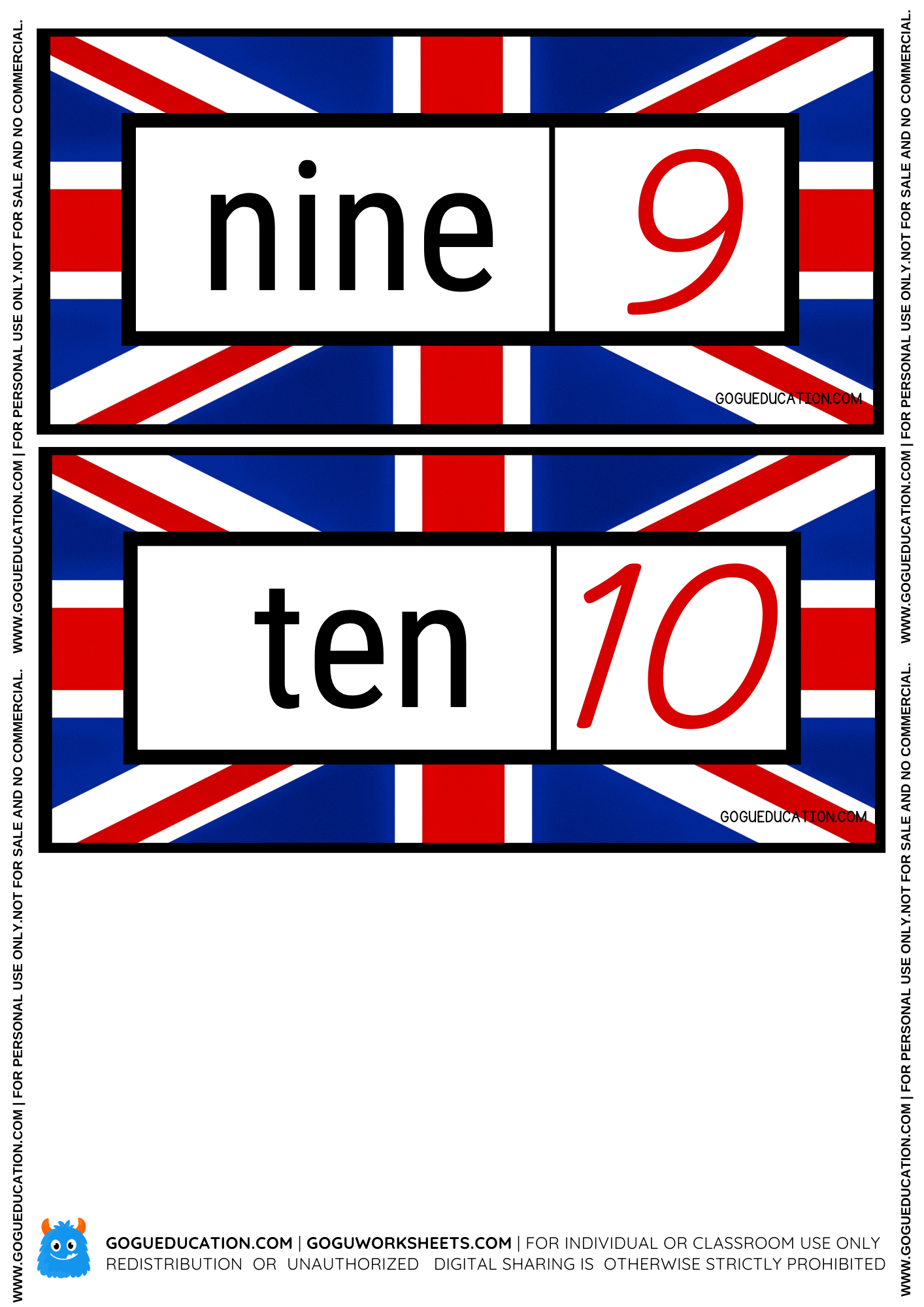 English Numbers 9-10