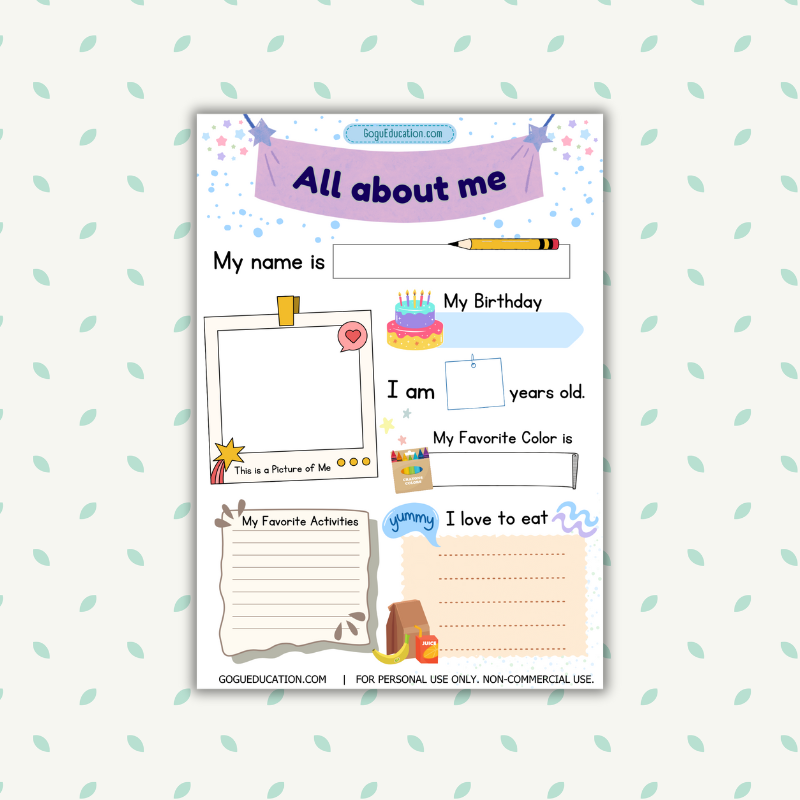 All about me Worksheet