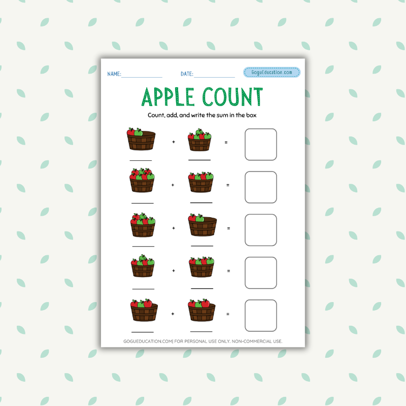 Apple Count Mathematics Worksheet