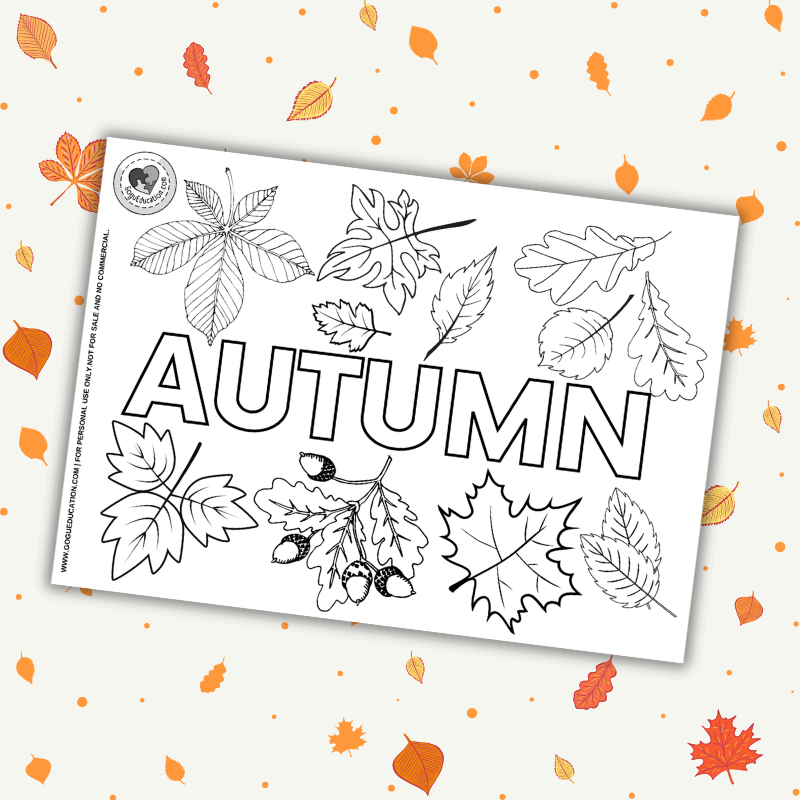 English Autumns Words Coloring