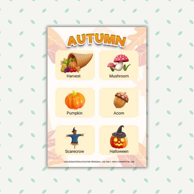 Autumn Vocabulary 3D Gogu Education