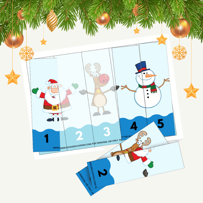 Christmas Worksheets Learning Numbers Cut and Paste Activities