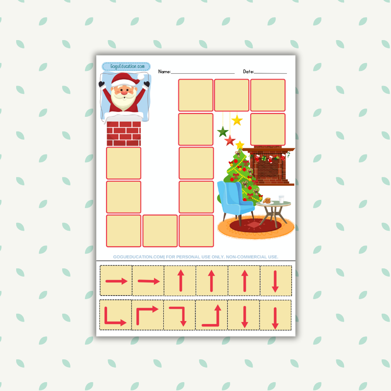 Santa Claus Arrows Path Worksheet Coding Gogu Education