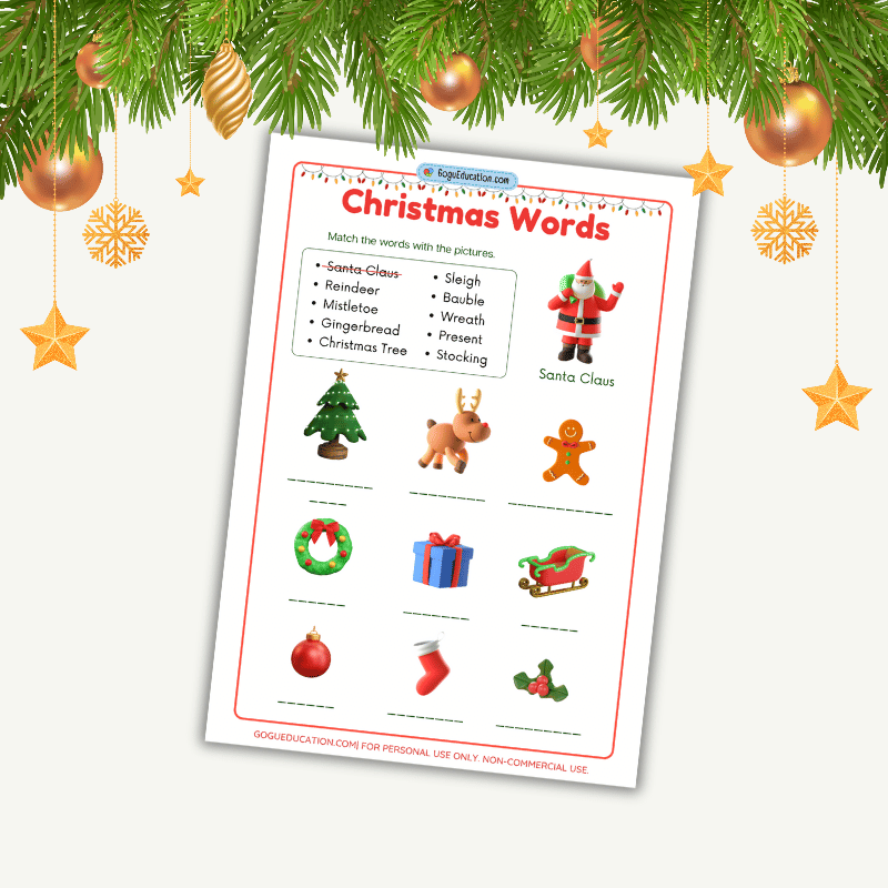 Christmas Words Worksheet