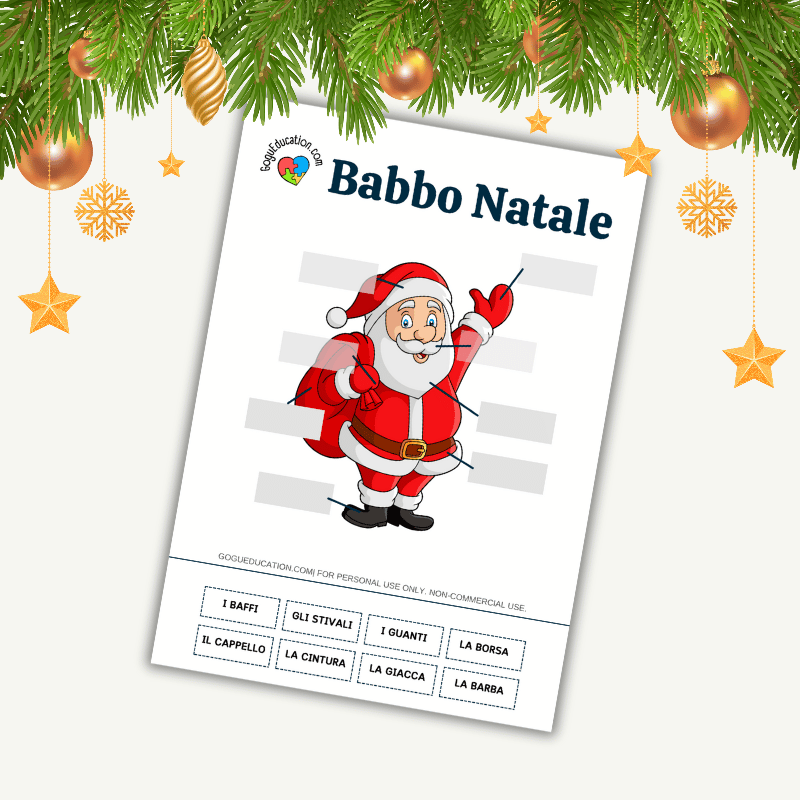 Italian Label Worksheet Babbo Natale