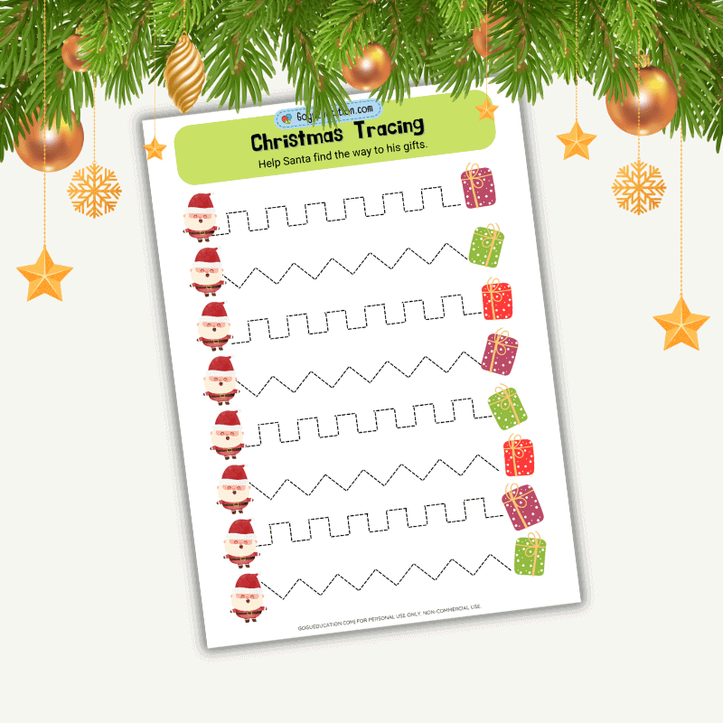 Christmas Preschool Tracing Worksheet