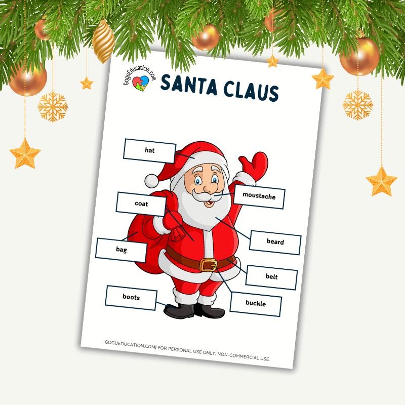Christmas Worksheet Label Santa Worksheet