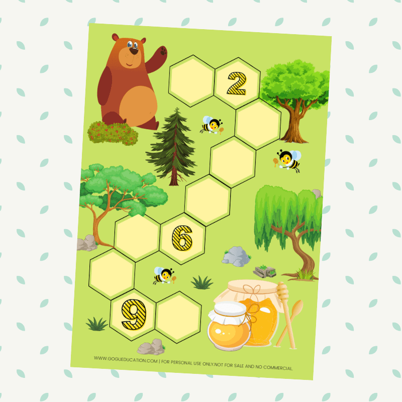 Math Worksheet Counting Writing Bear and Bees