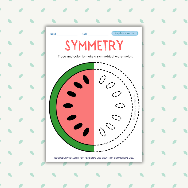 Math Worksheet Watermelon Symmetry Gogu Education