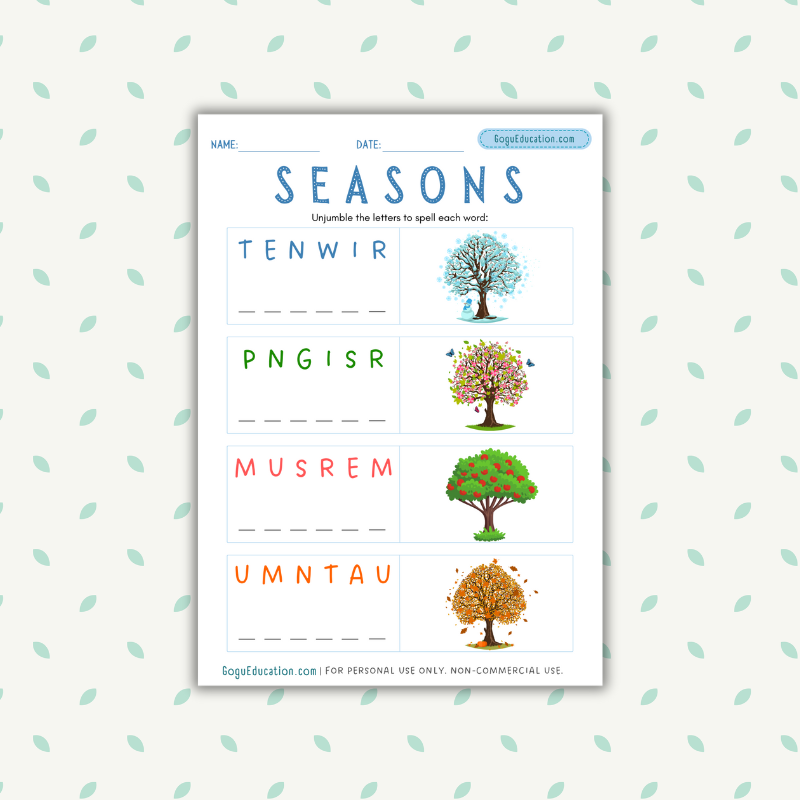 English Vocabulary Seasons