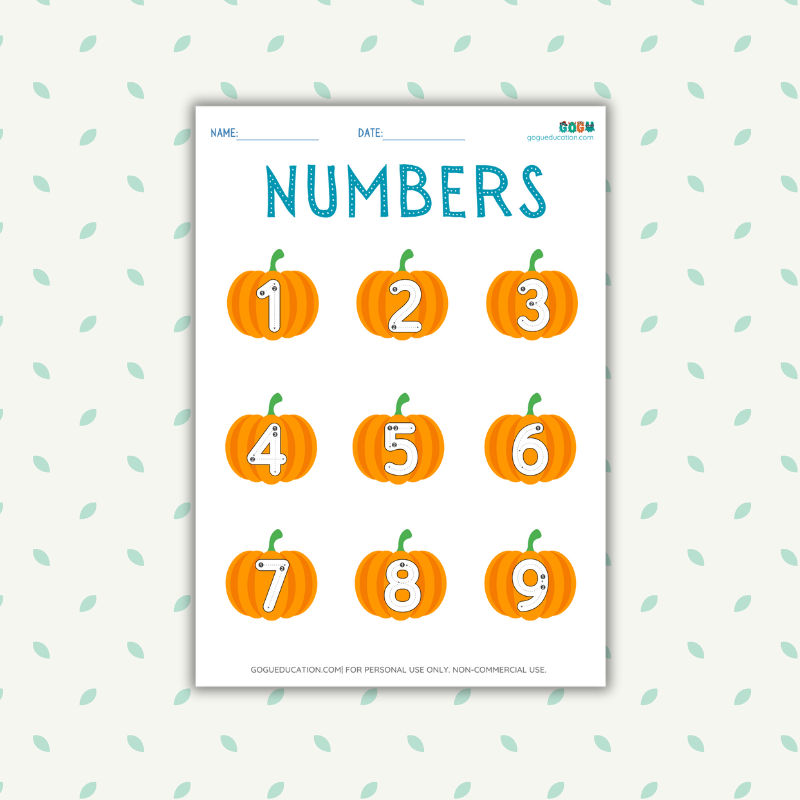 Pumpkin Tracing Numbers 1-9