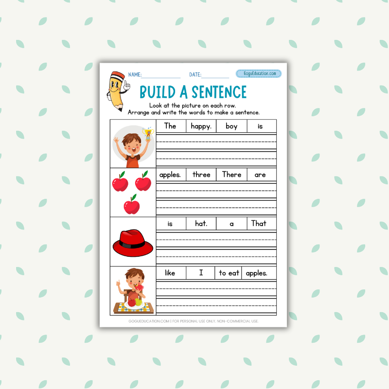 English Build A Sentence Writing Worksheet Gogu Education