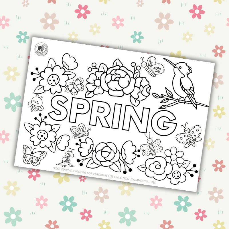 English Coloring Worksheet Spring Word
