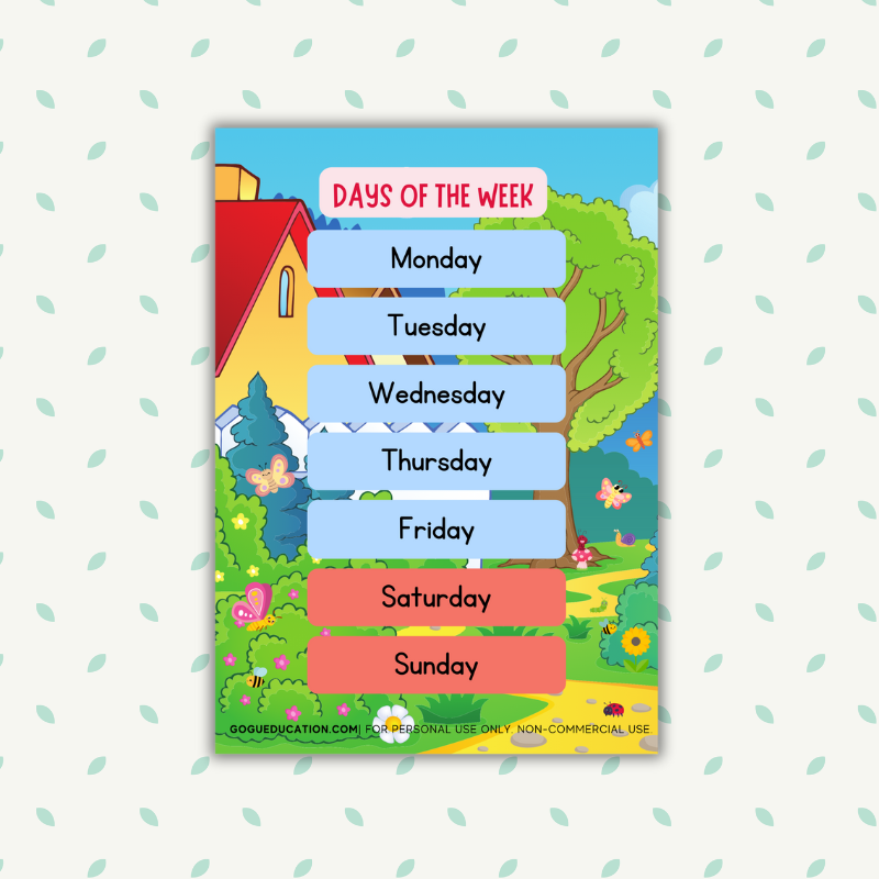 English Days of the Week Classroom Summer Poster