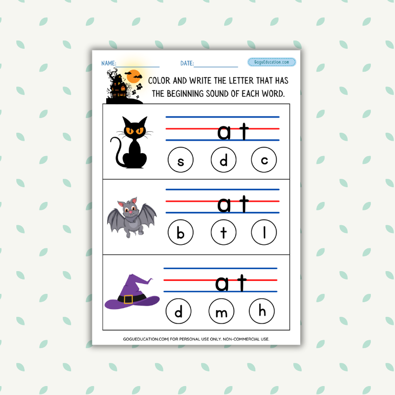 English Halloween Spelling Worksheets