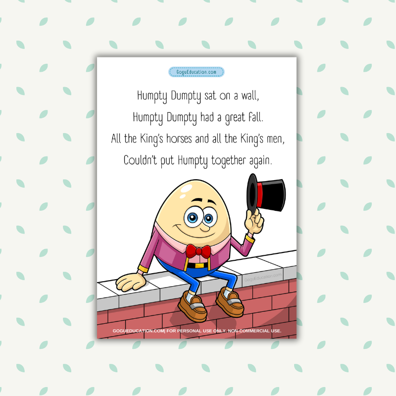 English Nursery Rhyme Humpty Dumpty