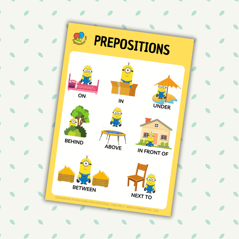 English Prepositions of Place Minions