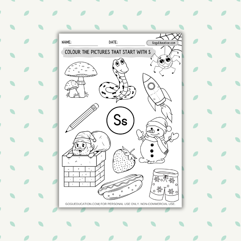 Coloring SATPIN Phonics - Letter S