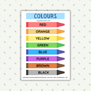 GoguEducation.com - English Vocabulary Colours Poster