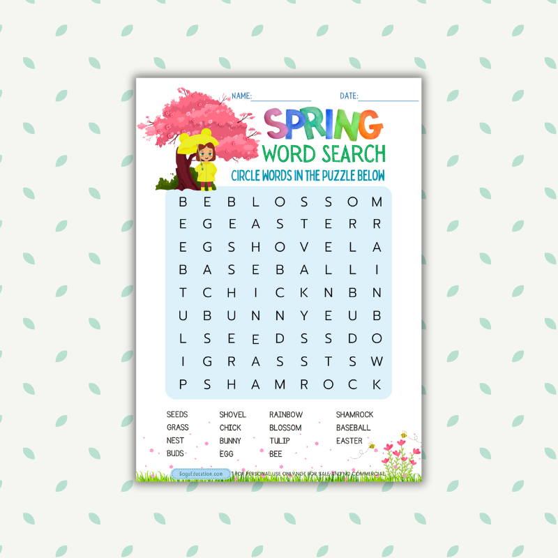 English Spring Word Search Worksheet Gogu Education