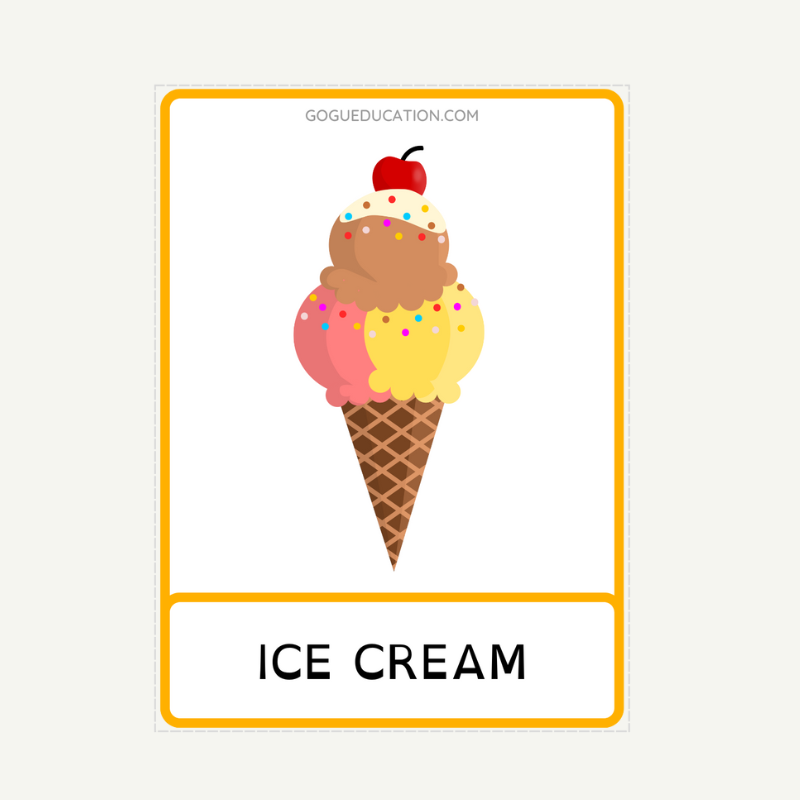 English Vocabulary Summer Flashcards Ice Cream Gogu Education