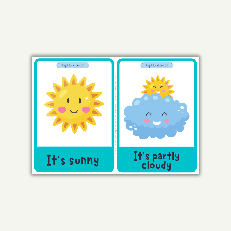 English Weather & Nature Flashcards Gogu Education