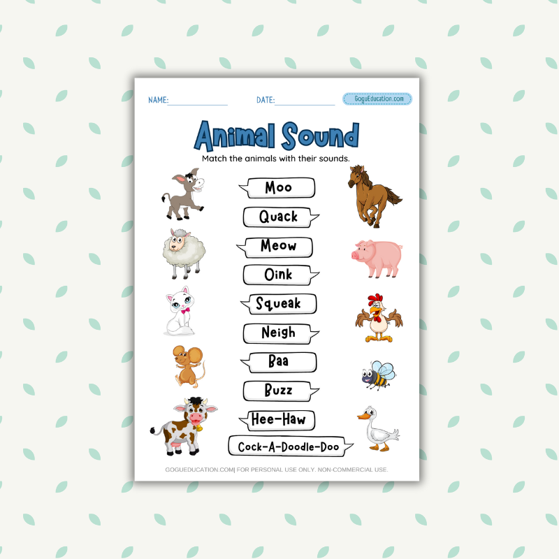 English Animal Sound Worksheet Gogu Education