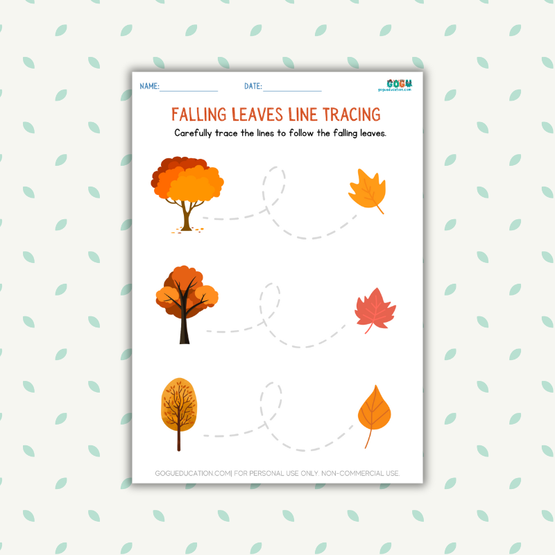 Tracing Worksheets Falling Leaves Line Tracing