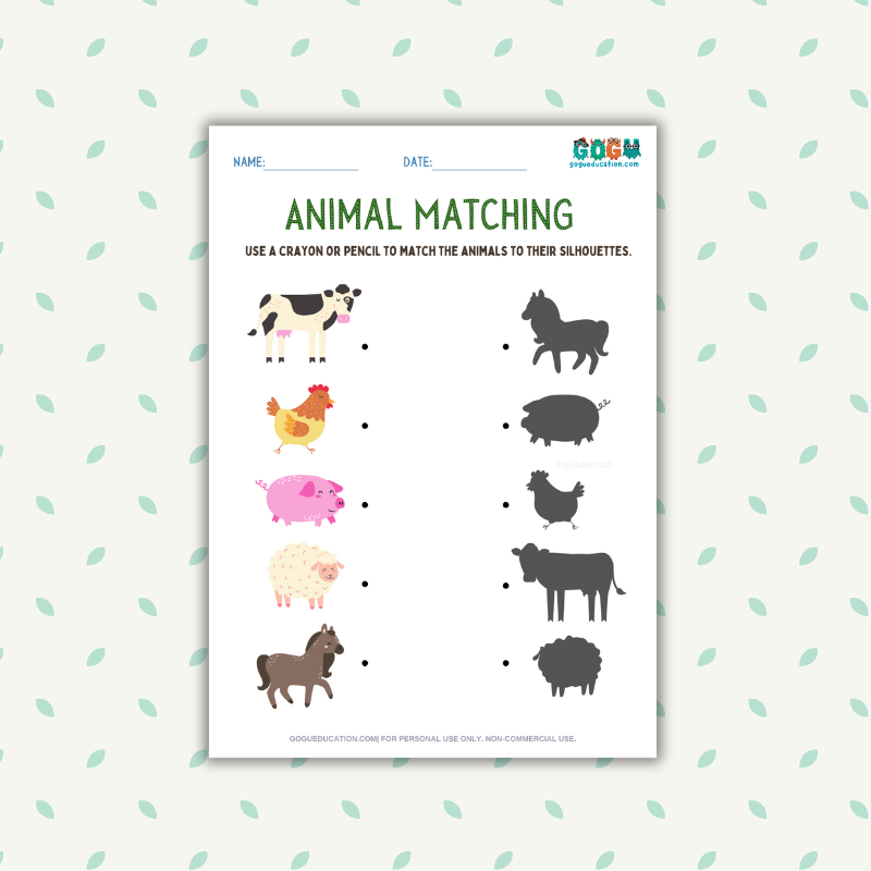 English Worksheet Matching Animal