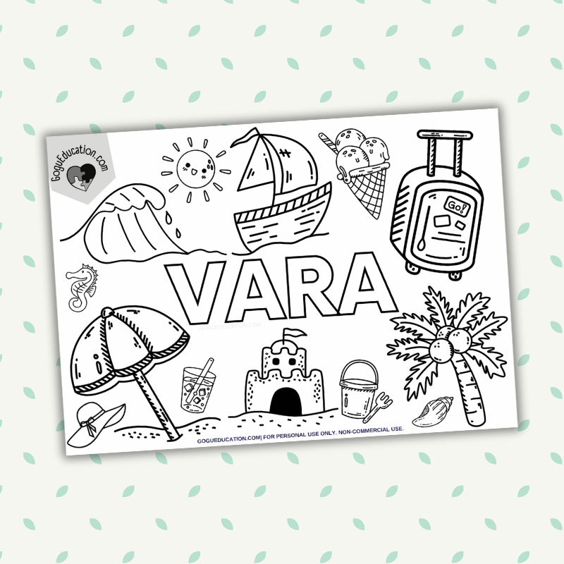 Romanian Summer Coloring Worksheet Word Vara Gogu Education