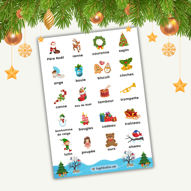French Christmas Vocabulary Poster