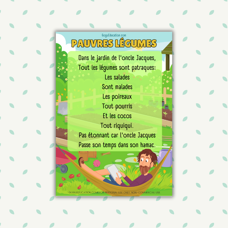 French Nursery Rhymes Comptines françaises Pauvres légumes Gogu Education