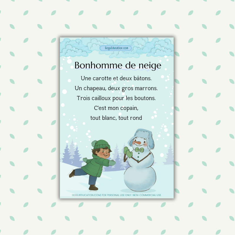 Comptine Bonhomme de neige Worksheet