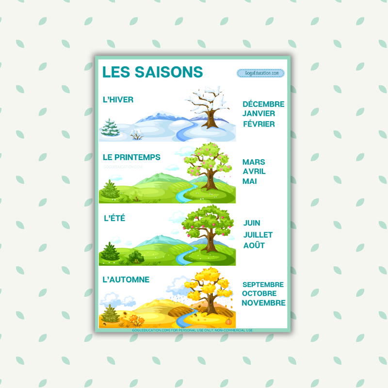 French Seasons and Months Les saisons