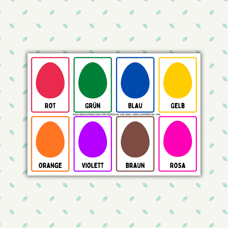 German Colors 16 Flashcards Gogu Education