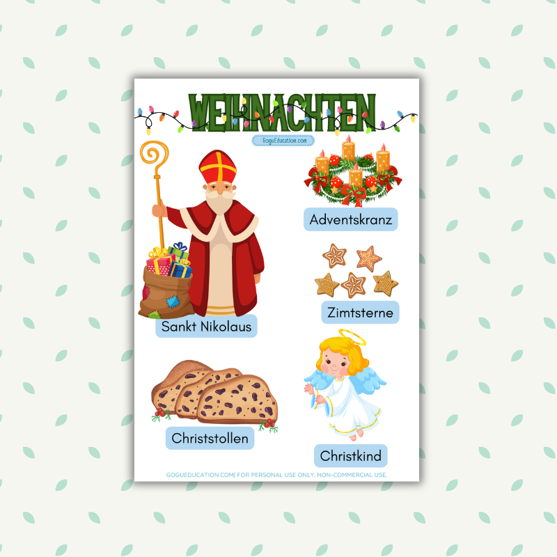 German Poster PDF Christmas Weihnachten Gogu Education