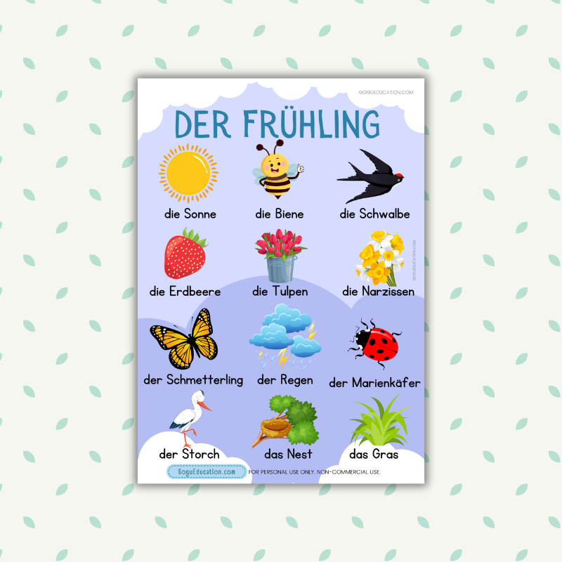 German Vocabulary der Frühling Spring Words