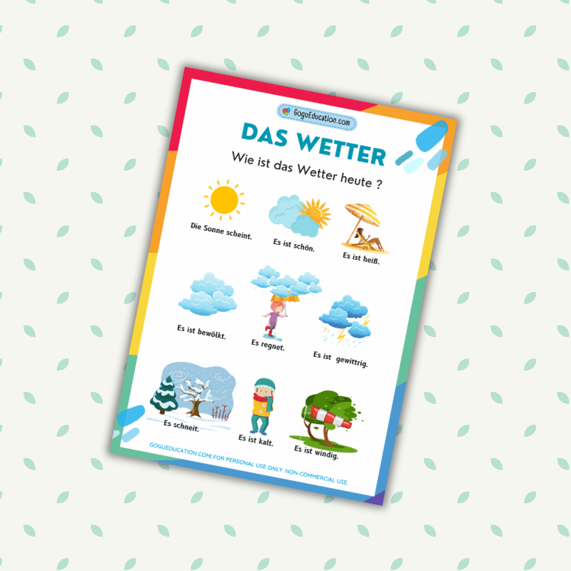 German Printable Weather Das Wetter