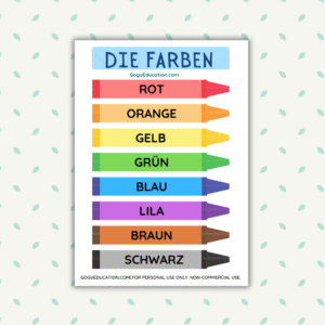 Preview German Vocabulary die Farben Colours Poster Gogu Education