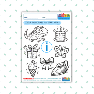 English Coloring SATPIN Phonics Worksheets Letter I