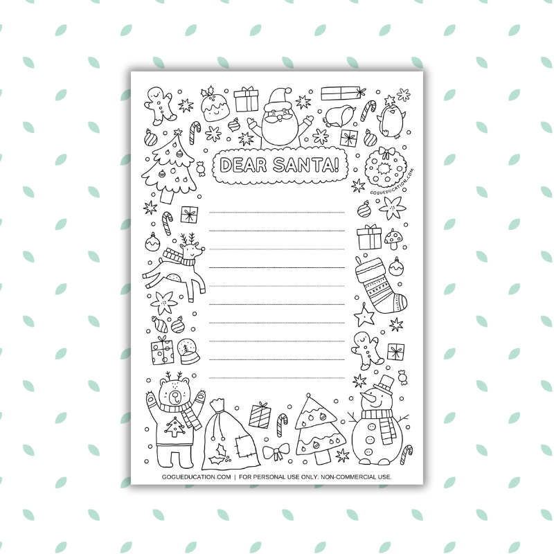 Dear Santa Letter Template – Christmas Writing Activity for Kids