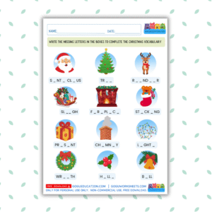 Christmas Vocabulary Missing Letters