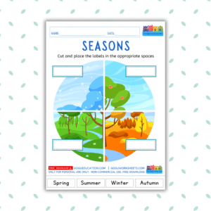 English Worksheets - Four Seasons - Cut and Paste Activity