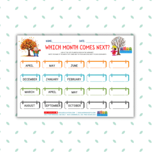 English Vocabulary - Which Month Comes Next Worksheets - Gogu Education